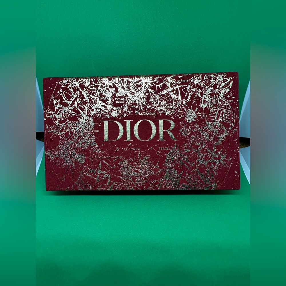 Dior Beauty Burgundy/Red Box with Gold Foil Floral Accents